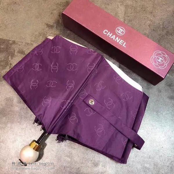 CHANEL香奈兒傘 火爆新款 山茶花搭配經典的香奈兒LOGO 珍珠球手柄 晴雨傘 防曬隔熱 防紫外線  zm1044